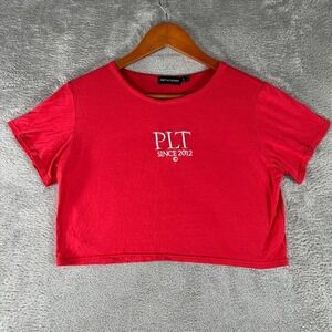 PrettyLittleThing Crop Top Womens Large‎ Red Y2K Baby Tee Mall Summer 2000s